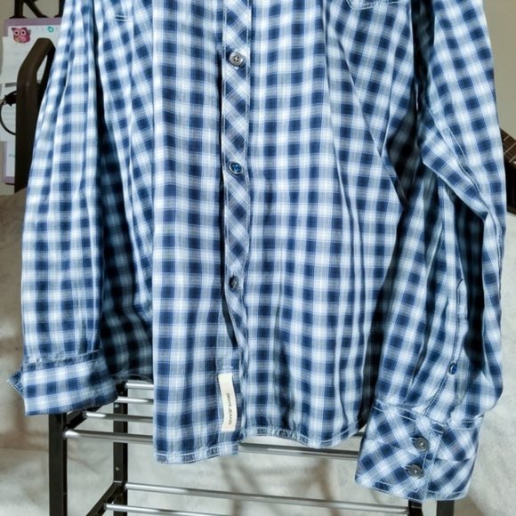 DKNY Jeans Blue Plaid L/S Casual Button-Down Shirt - Picture 3 of 8